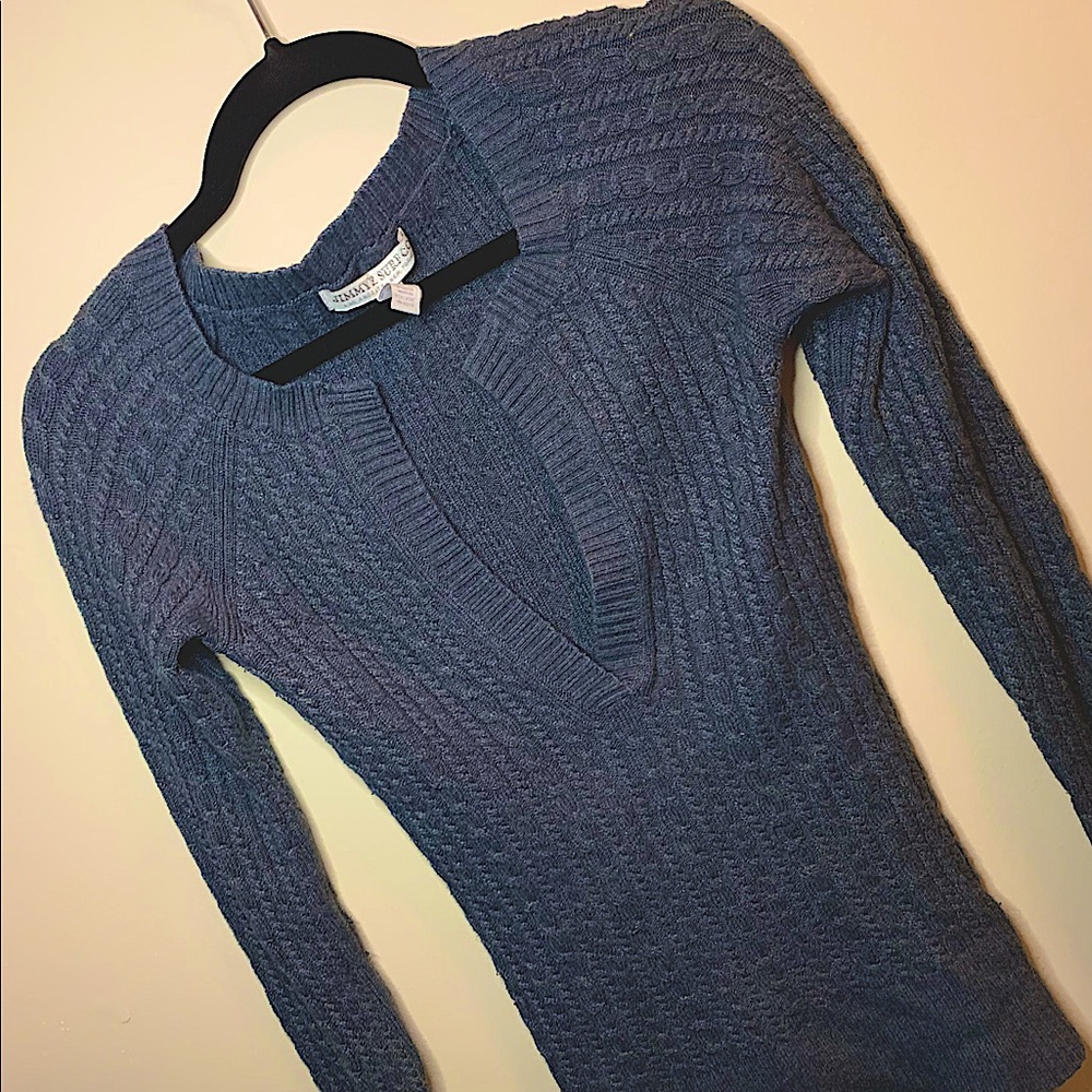 Grey V-Neck Knit Sweater